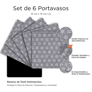 Set de 6 portavasos a juego con tus manteles (imagen de referencia)